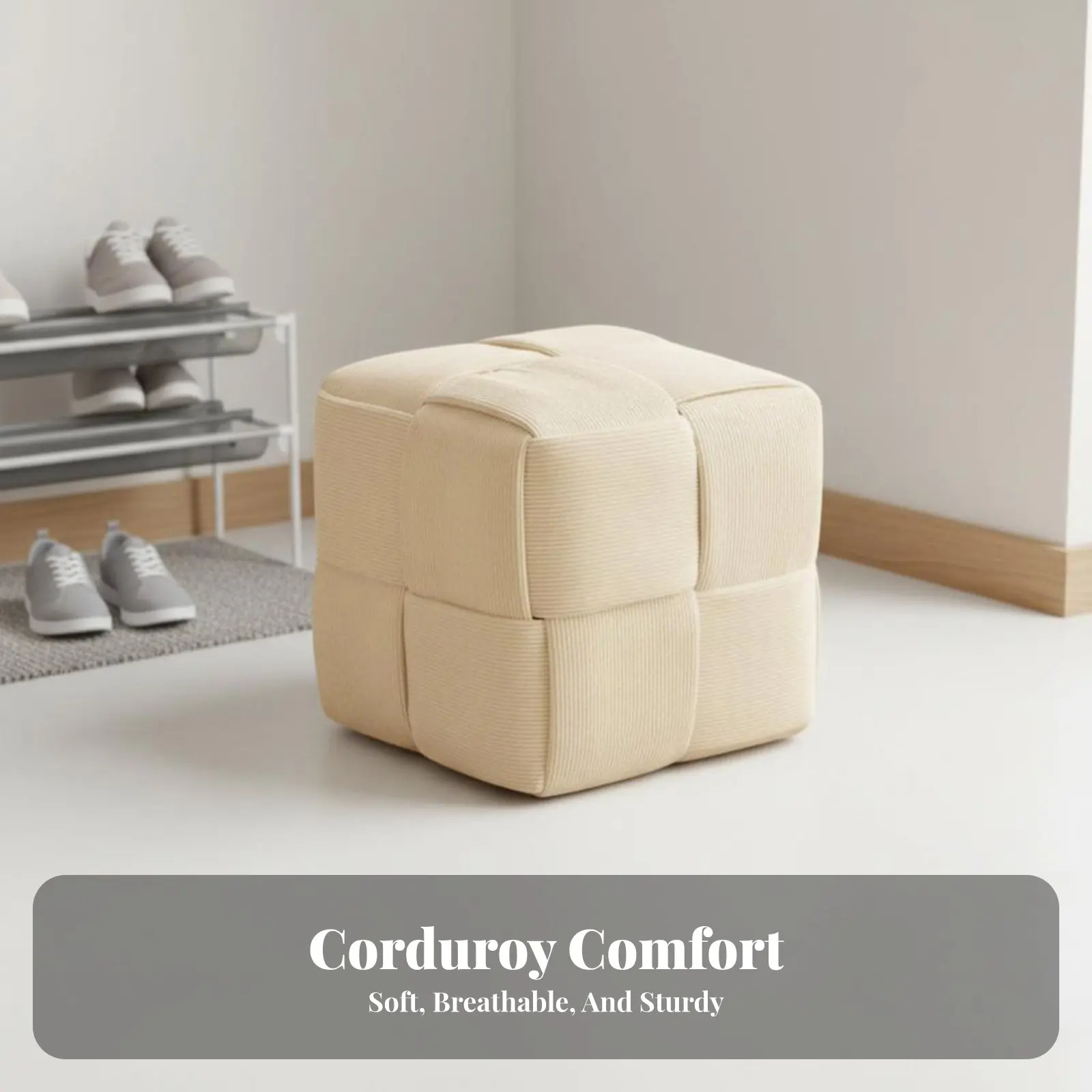 

Мягкий пуф-табурет из вельветовой ткани, квадратный, в винтажном стиле, компактный дизайн для взрослых, домовладельцев, прихожей