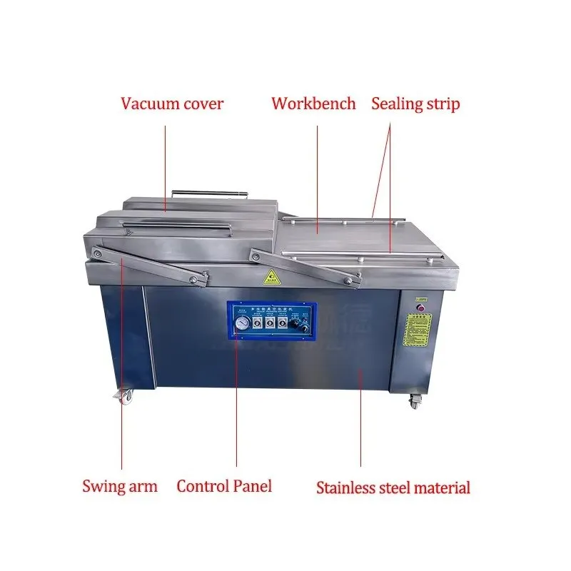 Commercial Double Chamber Vacuum Sealer 2-4 Cycles/Min for Fresh and Frozen Food 4