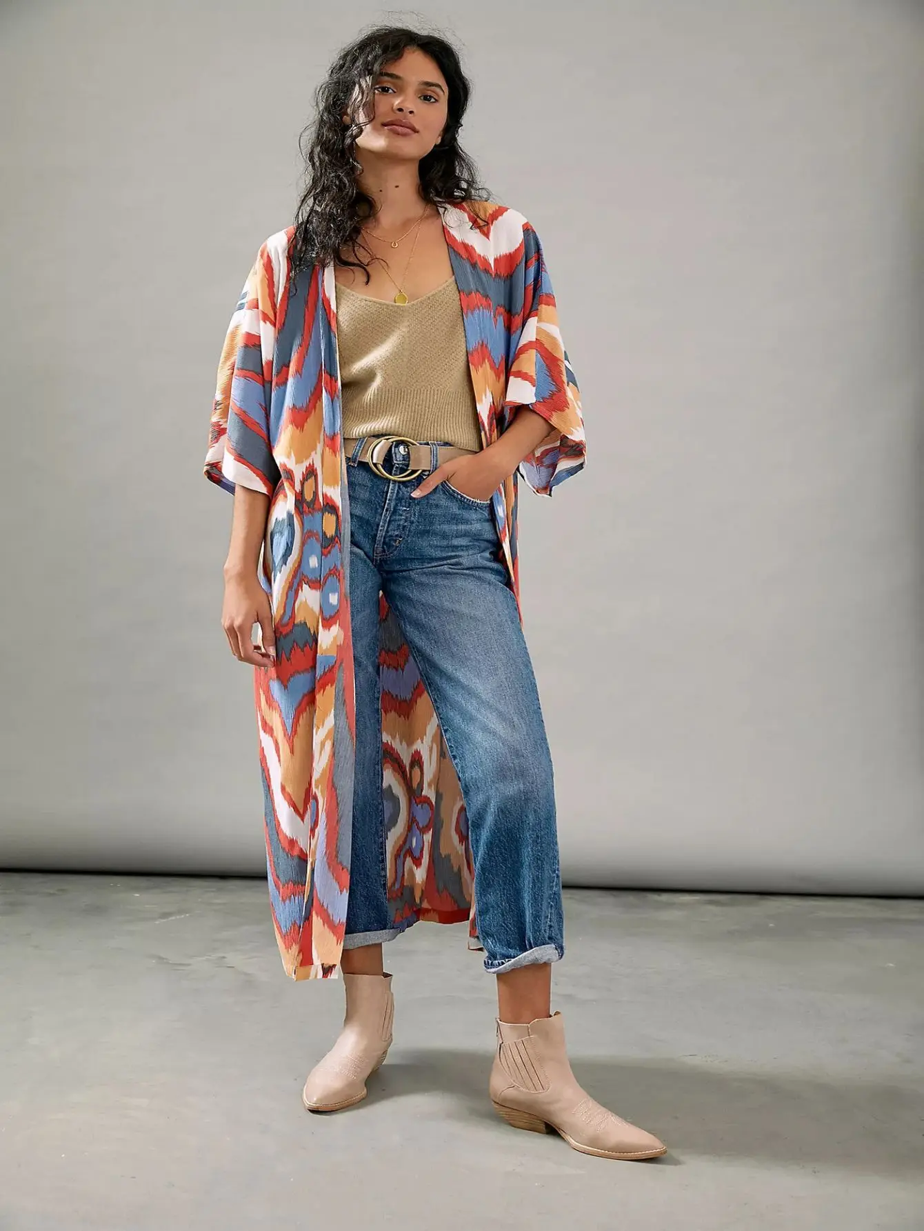 new style Women s Boho Style Kimono Plus Size Loose Fit Half Sleeves V Neck Beach Cover Up