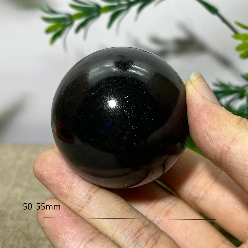 Crystal Natural Black Tourmaline Sphere Ball Stone Quartz Home Decoration Gemstone Feather Hecatolite Mineral Samples+Stand