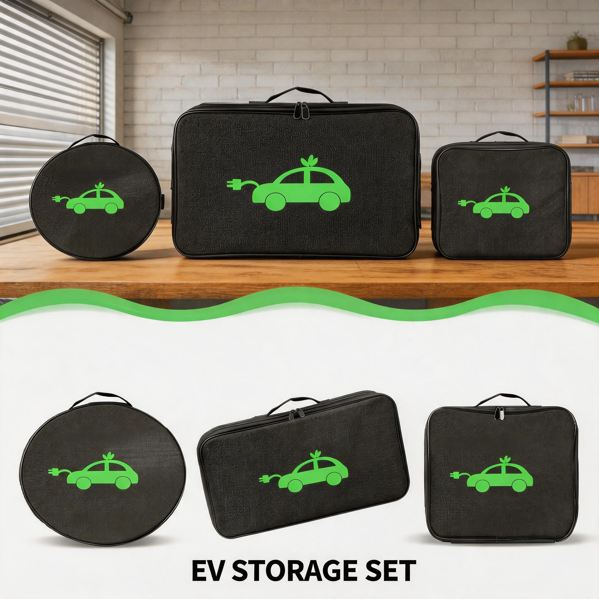 

For Jumper Cables Durable Waterproof Portable EV Charging Cable Organizer Bag Car Tools Storage Organizer Universal Cars Trucks