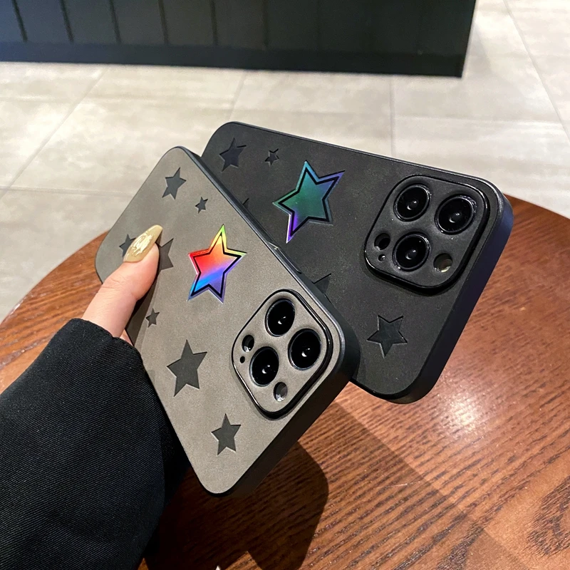 Funda de teléfono de lujo Cortex Star para iPhone 14, 13, 12, 11 Pro Max, 7, 8 Plus, X, Xs, XR Max, fundas de parachoques láser