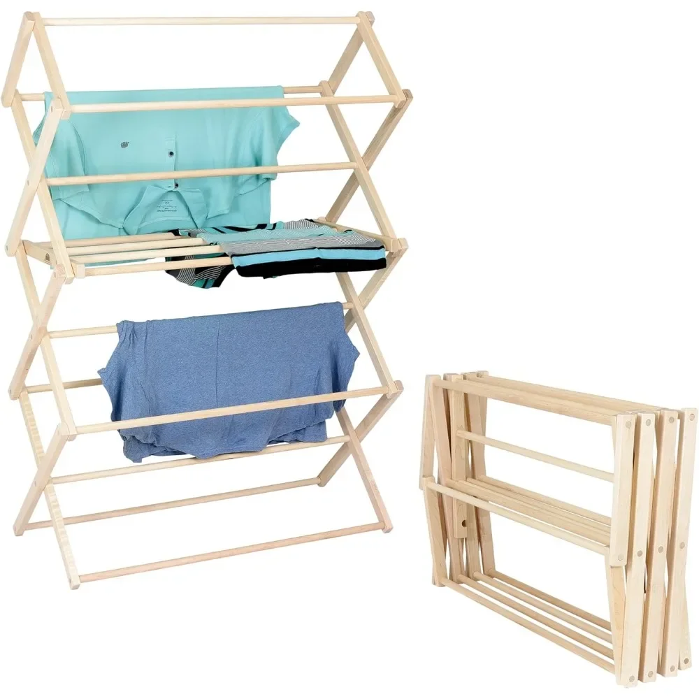 Clothes Drying Rack: Solid Maple Hard Wood Laundry Rack for Sweaters, Blouses, Lingerie & More, Durable F