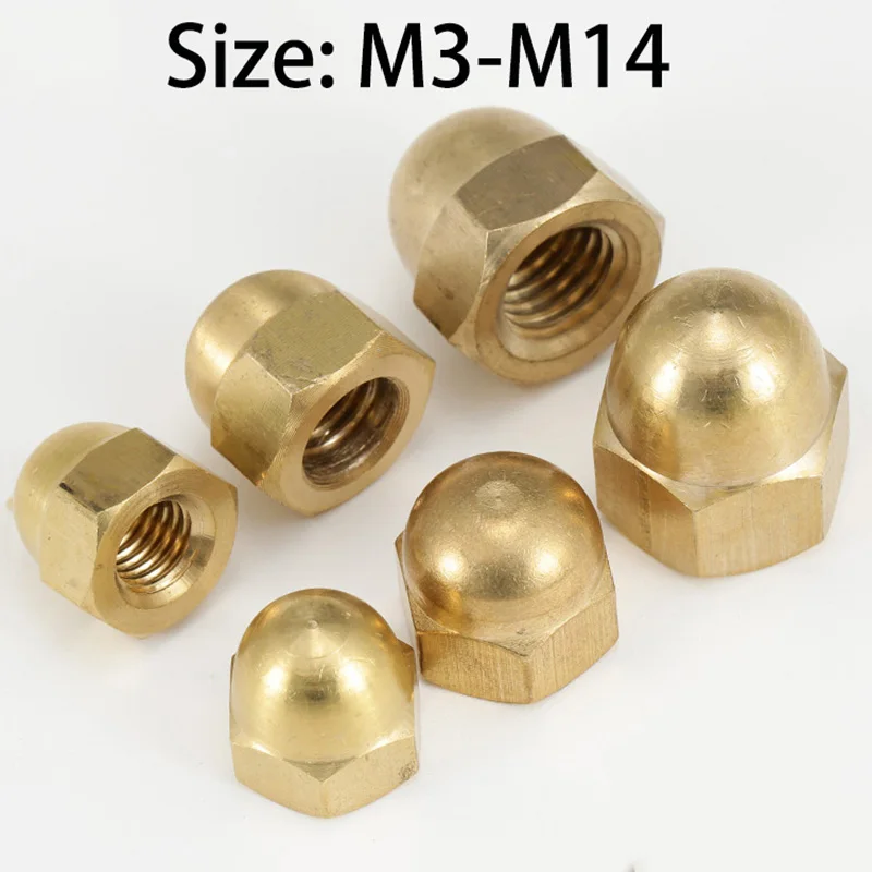 Brass Cap Nut Hex Acorn Nut Dome Covers Copper Blind Nuts M3 M4 M5 M6 M8 M10 M12 M14 Cover Up Decorative Screw Cap