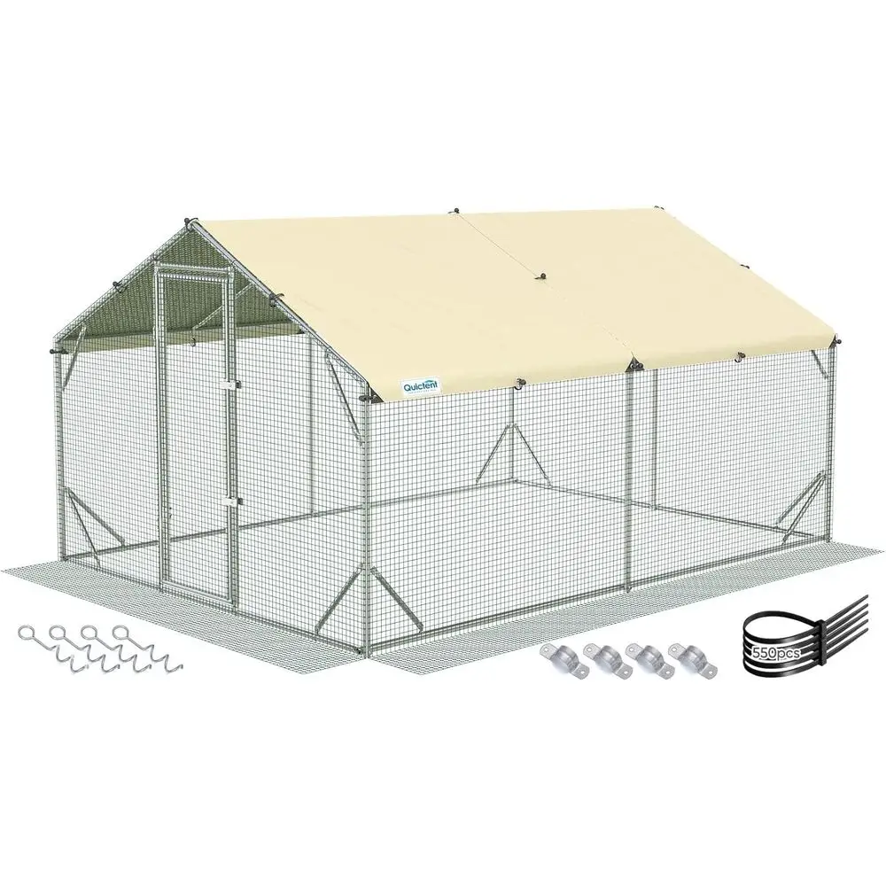 

Металлический курятник-вольер 12x9x6.6т с боковой сеткой, уличная клетка с возможностью входа, сверхпрочный, для домашней птицы, кур, уток, кроликов, кроликов-водолазов