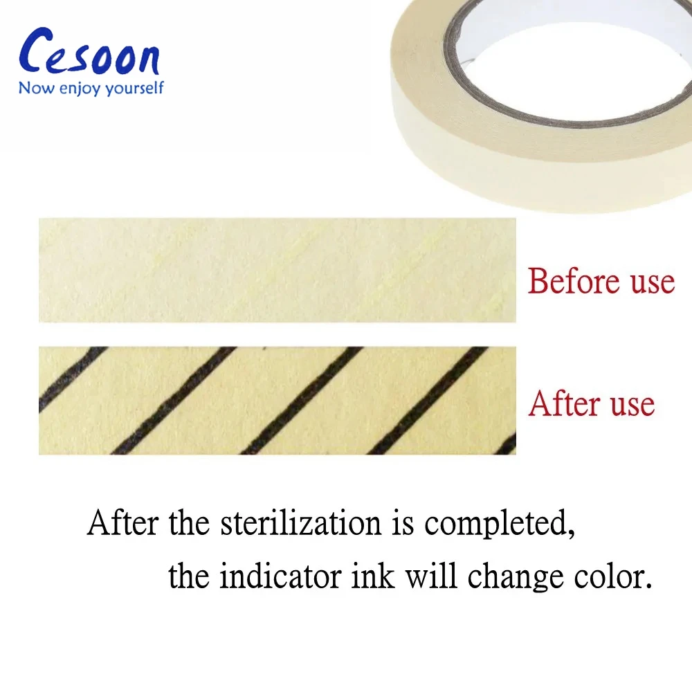 Cinta indicadora de esterilización Dental, tarjetas de Autoclave médicas, cinta indicadora de vapor, suministros de cuidado bucal, 50 m/rollo,