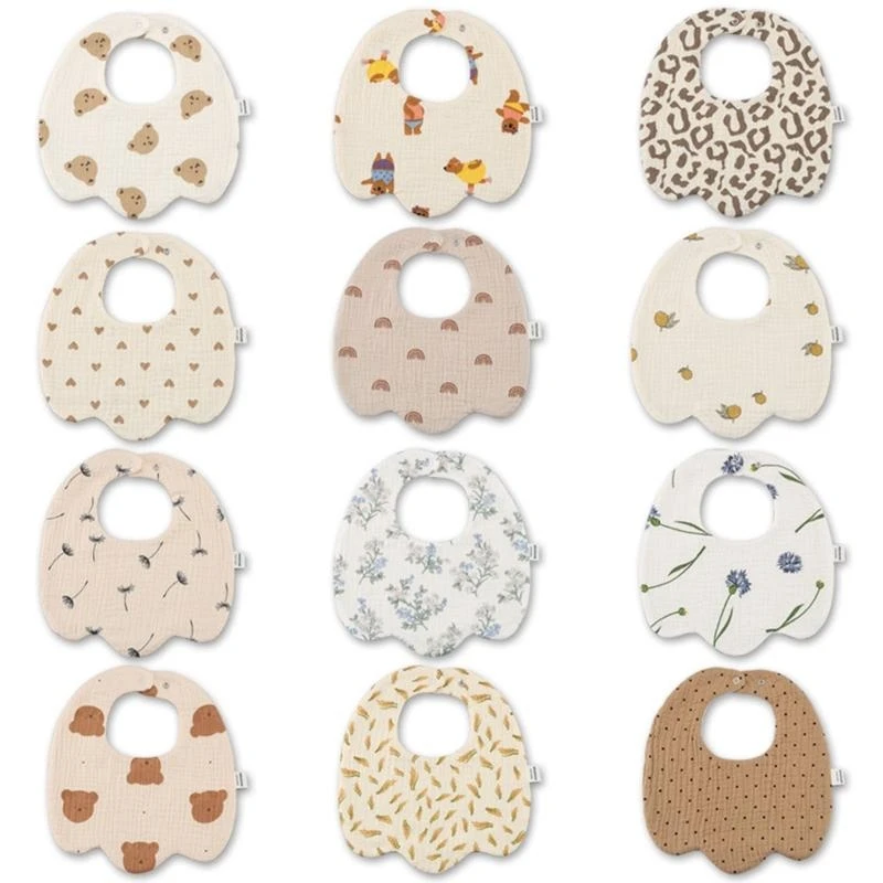 

M76C U Baby Bib Cotton Breathable Burp Cloth Summer Wrapping Bibs for Baby Girls Boys Eating and Drooling Gift Supplies