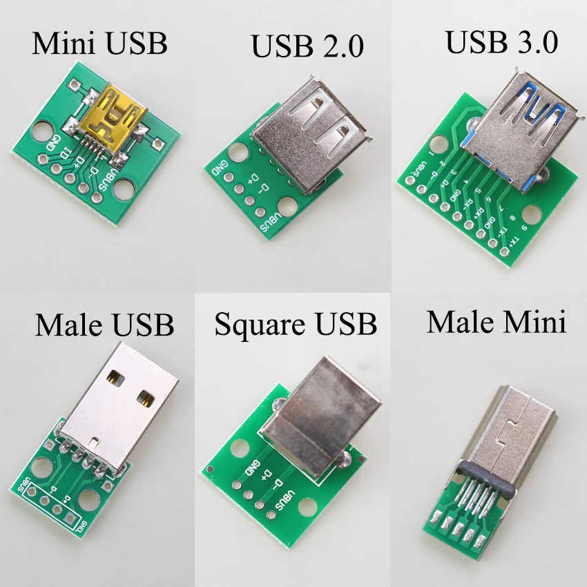 1-10Pcs Mini Micro USB to DIP Adapter PCB Test Board USB 2.0 3.0 3.1/Type-C Female Male Connector Socket