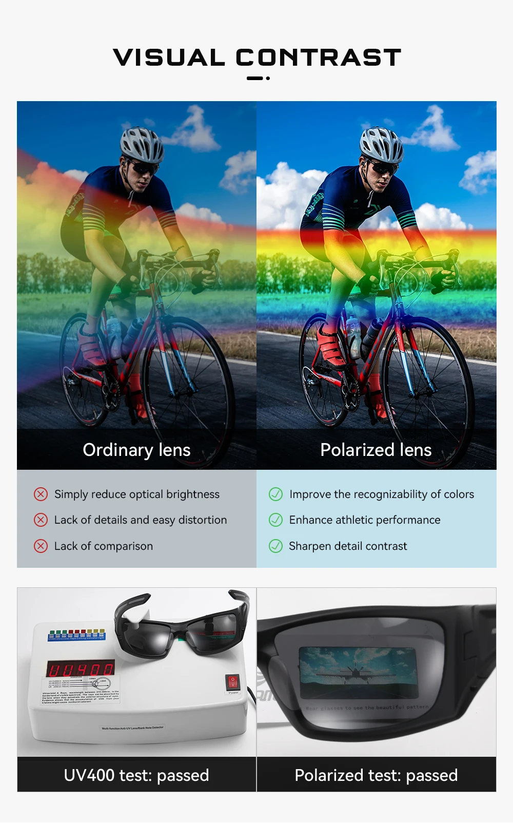 Kdeam Herren Fahrrads onnen brille polarisiert große Elastizität von tr90 Material Reit sonnenbrille 1,2mm Dicke Polarisation gläser – Detail 4