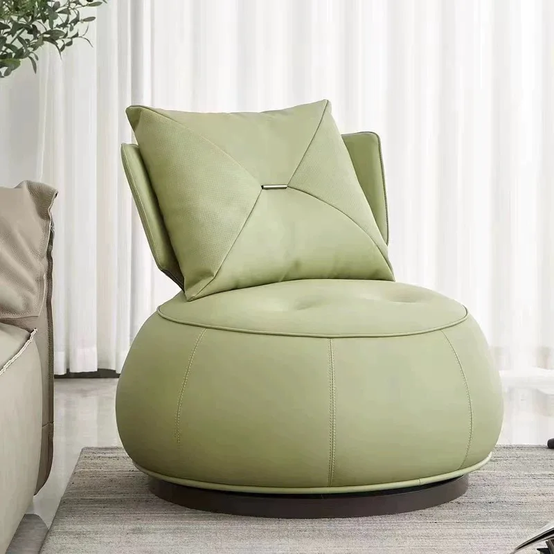 Modern small single durable leather adjustable swivel sofa for living rooms, balconies and relaxation areas