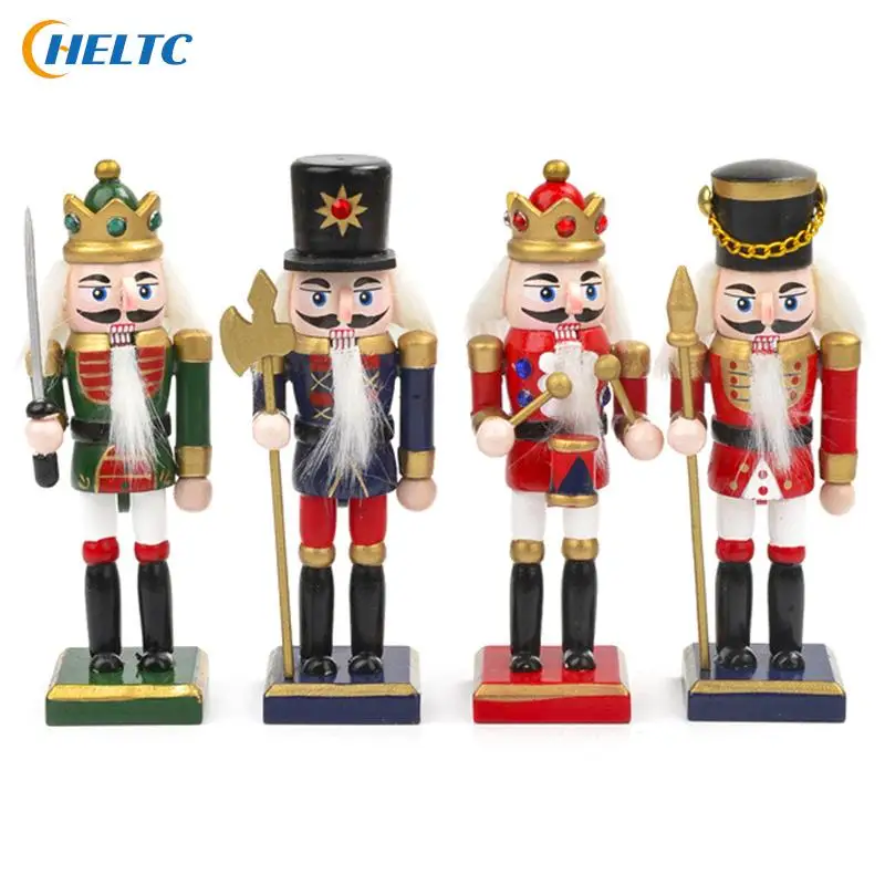 Christmas Wood Nutcrackers Figure Xmas Christmas Decor Soldier Nutcracker Statue Table Centerpiece Ornaments Figurine Decoration