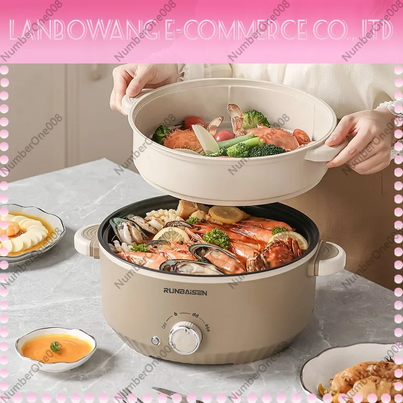 1000W Multifunctional Electric Cooker Non-Stick Pot for Hot Pot, Stew, Fry with Keep Warm Function EU Plug