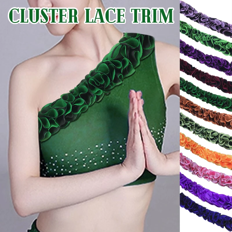 

3 Yards 3D Chiffon Cluster Lace Trim Bride Wedding Dress Decor Lace Ribbon Fabric Applique Trimming Patchwork Sewing Supplies