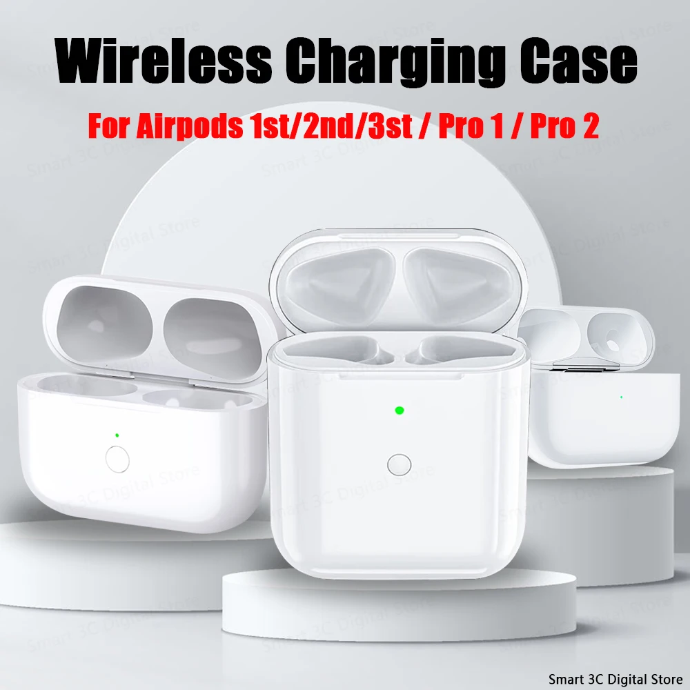 

Wireless Charging Case For Airpods 1/2/3/Pro/Pro2 Replacement Bluetooth Earphone Charger Case With LED Battery Display