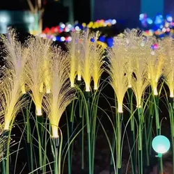 LED fibra óptica reed jardim luz, luz solar flor, luz decorativa ao ar livre, quintal e gramado, novo estilo, 2023, 8pcs