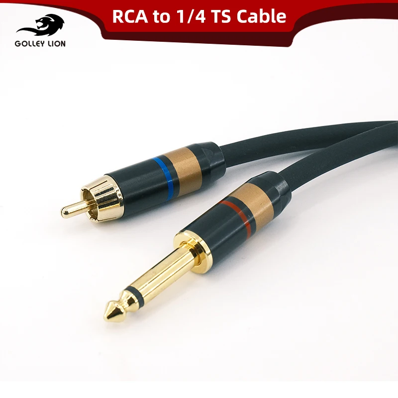 RCA Male to 6.35mm Male Unbalanced Audio Cord for Connecting CD Player, TV, Drum Machine to Guitar Amp, Mixer, Effects Pedal