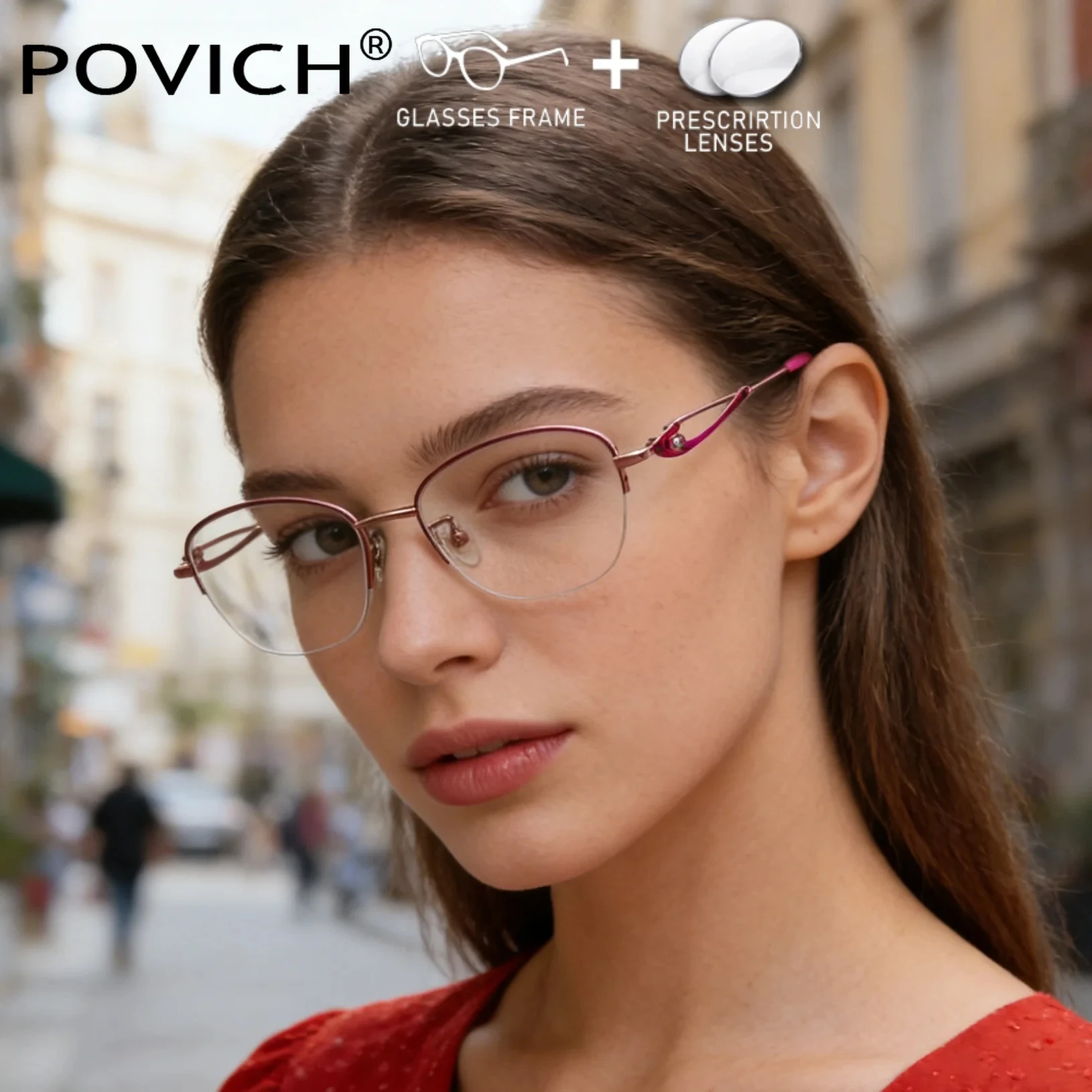 

Pure Titanium Optical Eyewear Clear Lenses Customiz Multifocal Progressive Prescription Myopia Anti Blue Light Women Eyeglasses