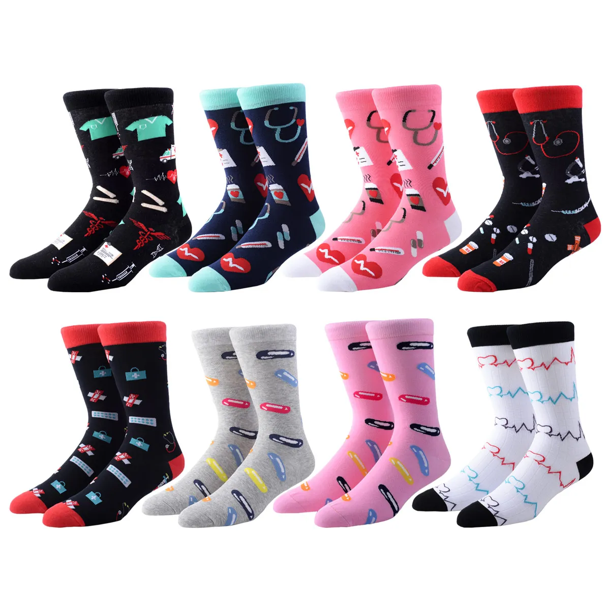 20 Pairs/Lot Wholesale Dropshipping Happy Mens Socks Heart Coffee Medicine Hospital Harajuku Sports Funny Socks Cotton