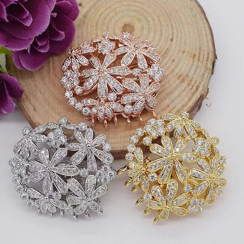 1piece Jewellery Connector Multiple rows of flowers Clasp hooks DIY Making Necklace Bracelet Accessories