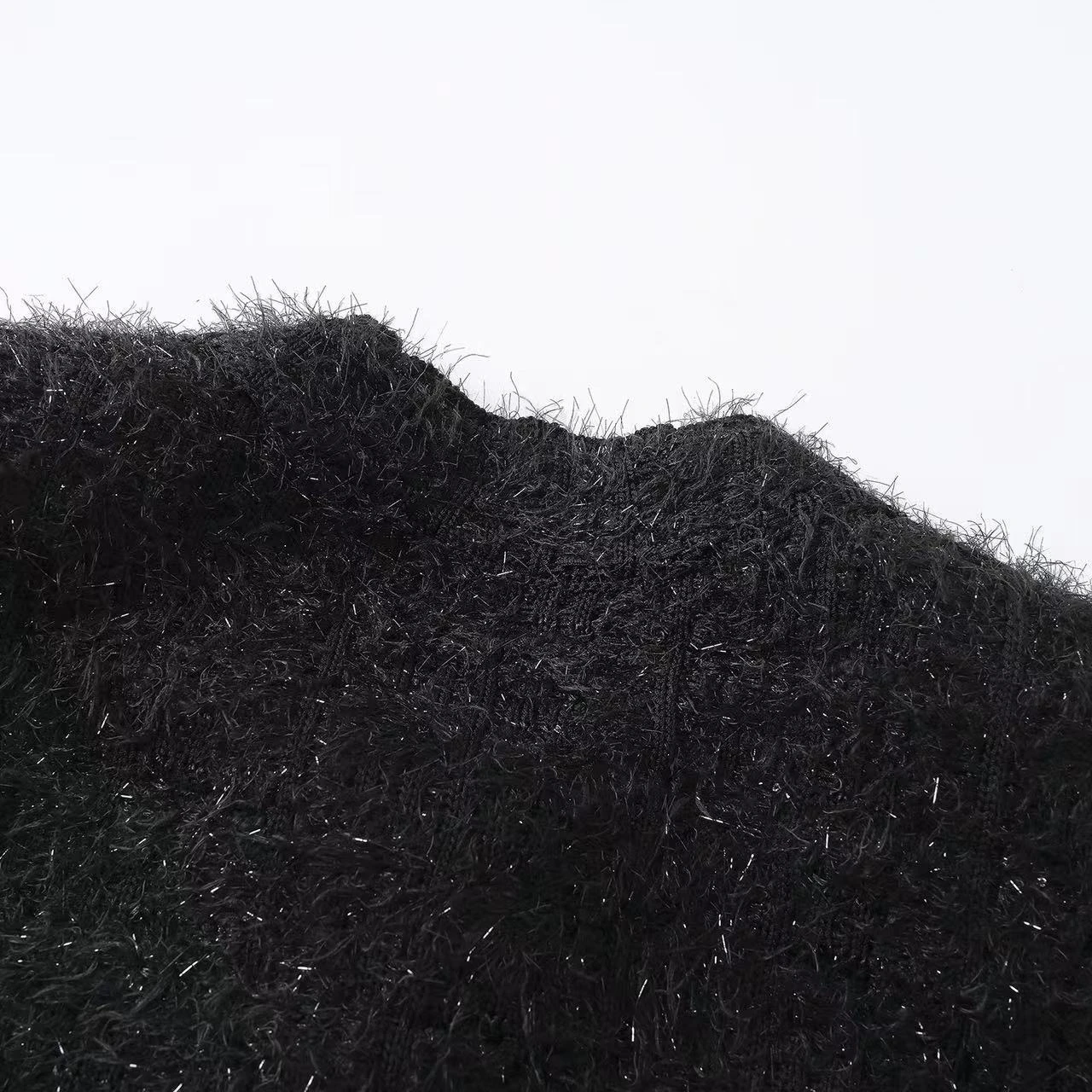 High-End Baa Herbst Strickoberteil rund Ne Oberbekleidung Metall Bule Abnehmen Faionable Commute Sle Long Sve Pure Color