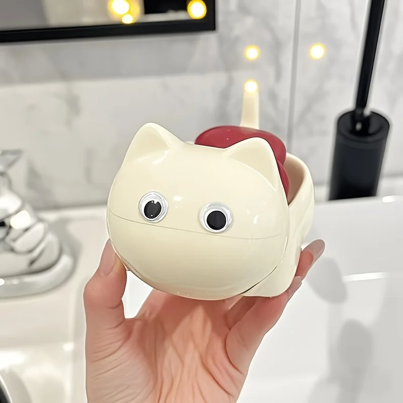 

Home Decoration Kawaii Big Eyed Cat Soap Box Toilet Soap Box Tray Cute Cat Bathroom Accessories Toilet Tools