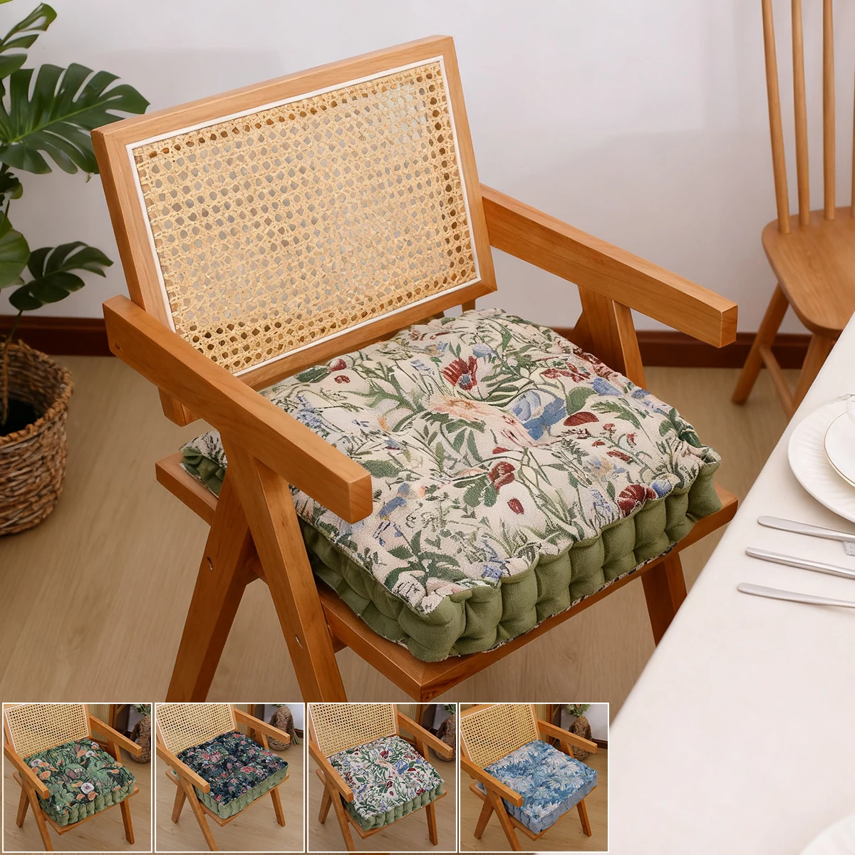 

Floral Pattern Chair Cushion Soft Padded Seat Pad Non-Slip for Home Office Dressing Table Chair Thickened Comfortable Cushion