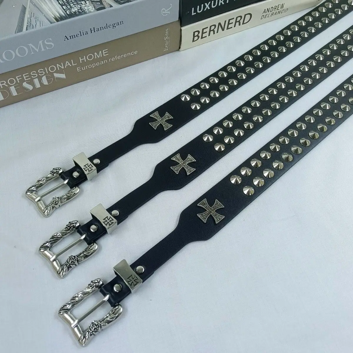 Punk New Gothic Y2K Women Men Belts Luxury Brand Goth Ladies Hip Hop Punk Rivet Skeleton Print Waist Belt Jeans Waistband view 6