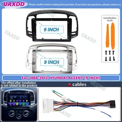For 2008-2012 Hyundai accent verna 9inch Car radio android stereo frame panel fascia dashboard audio player screen cable harness