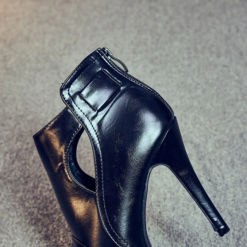 

New 11cm Stiletto Banquet Ladies Pumps Women's Fish Mouth High Heels Waterproof Platform Catwalk Back zipper Hollow out Sandals