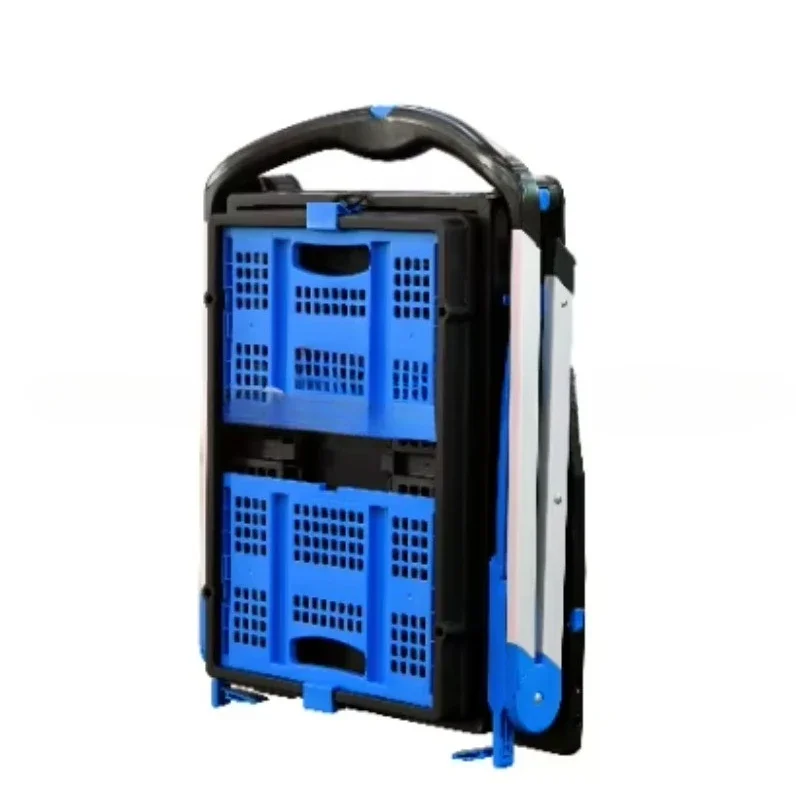 New Double-decker Cart Lightweight Aluminum Trolley Shopping Hand Cart
