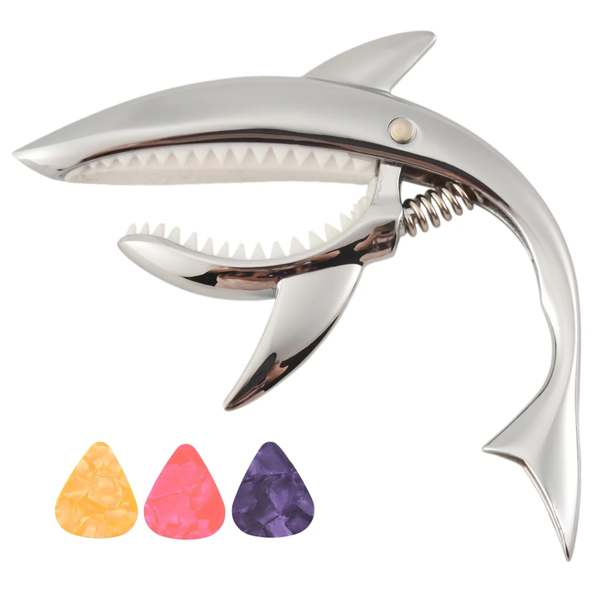 SLQZT جيتار كابو كابو من سبائك الزنك للقيثارات الكلاسيكية الكهربائية الصوتية وكابو القيثارة مع اختيار، فضي