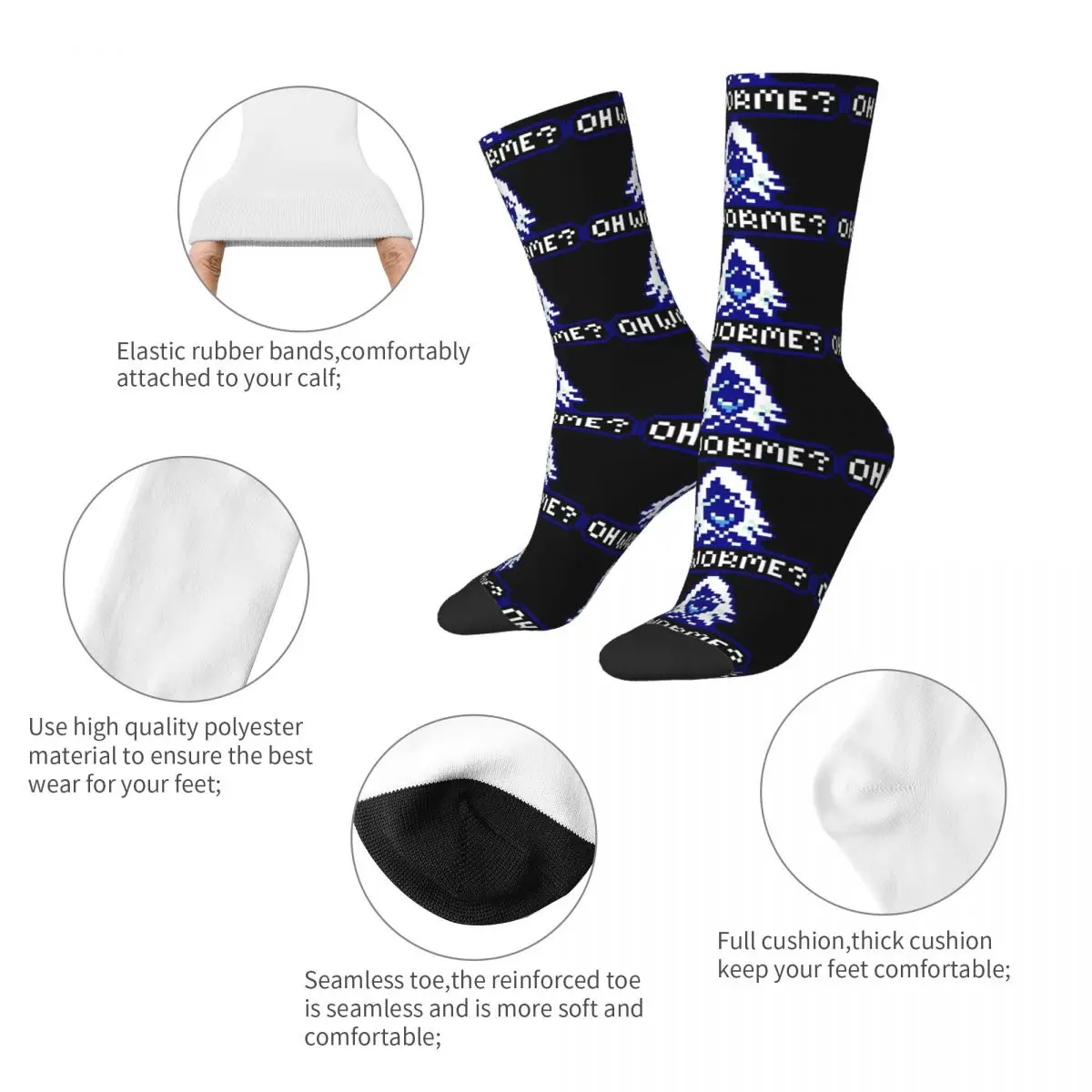 Funny Crazy Sock for Men Rouxls Kaard Oh Worme Hip Hop Vintage Deltarune Game Kris Susie Ralsei Game Happy Pattern Printed