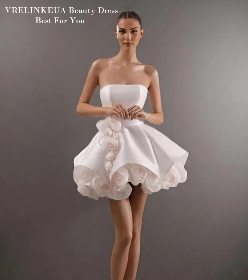 

Новейшее атласное короткое платье без бретелек для выпускного вечера/коктейльной вечеринки, с эффектом иллюзии, бальное платье, индивидуальный пошив, для девочек, на заказ