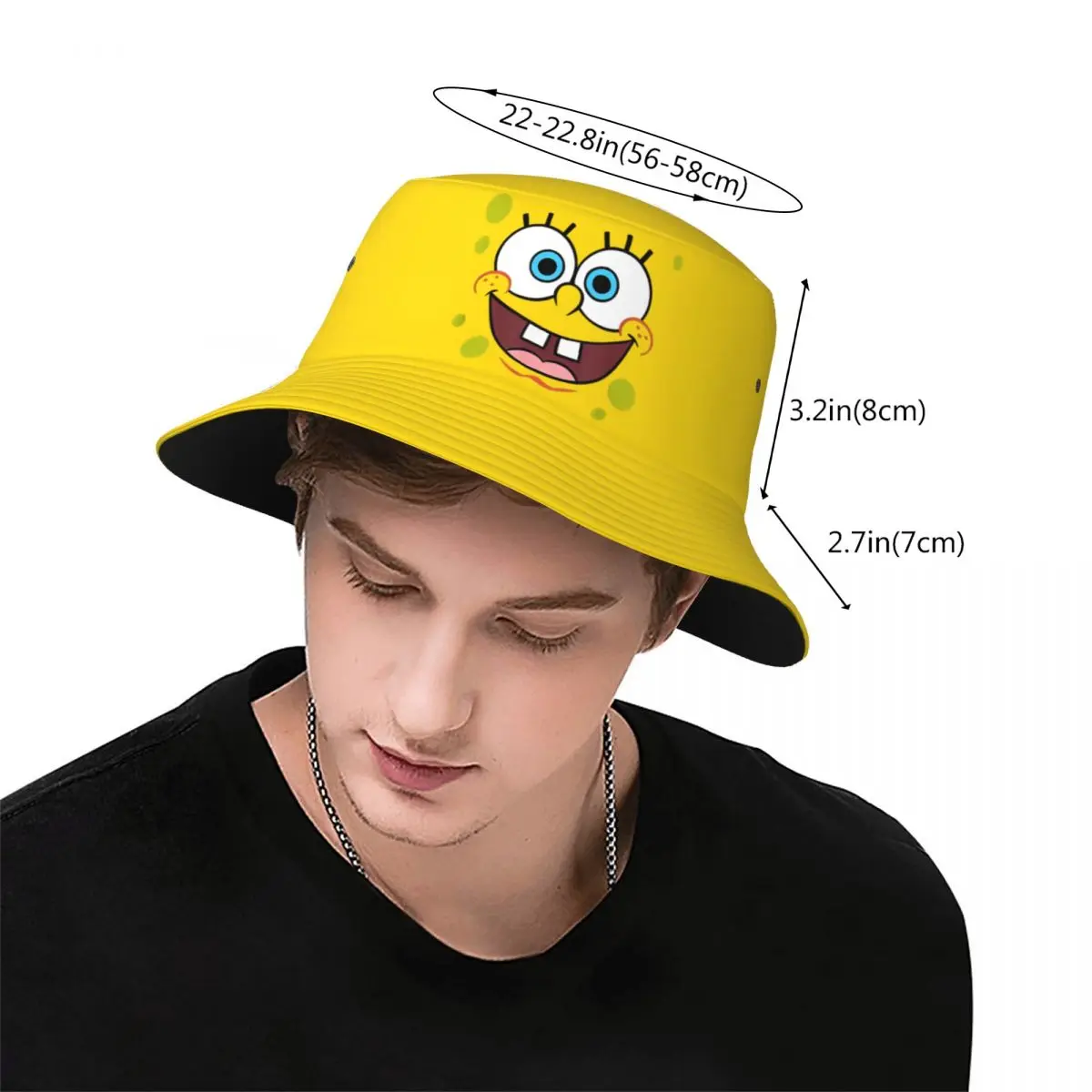 Custom Wear Bucket Hats Spongebobed SquarePants Smiling Big Face Bob Hat Cotton Fisherman Caps Beach Fishing Hat Sun