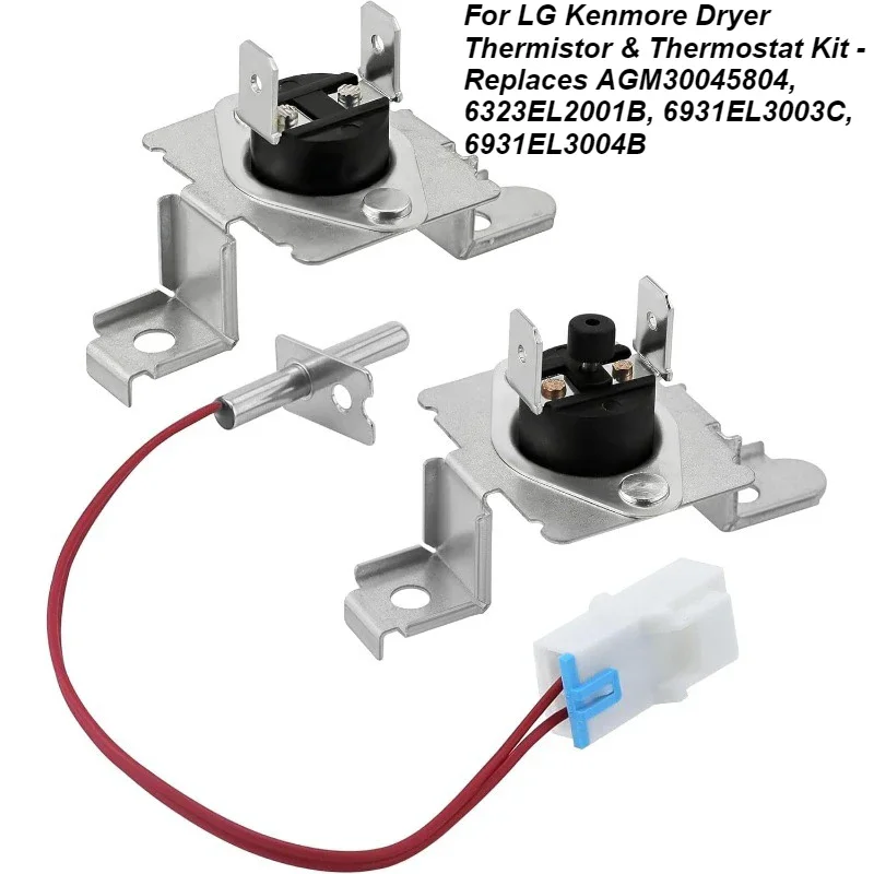 For LG Kenmore Dryer Thermistor & Thermostat Kit - Replaces AGM30045804, 6323EL2001B, 6931EL3003C, 6931EL3004B