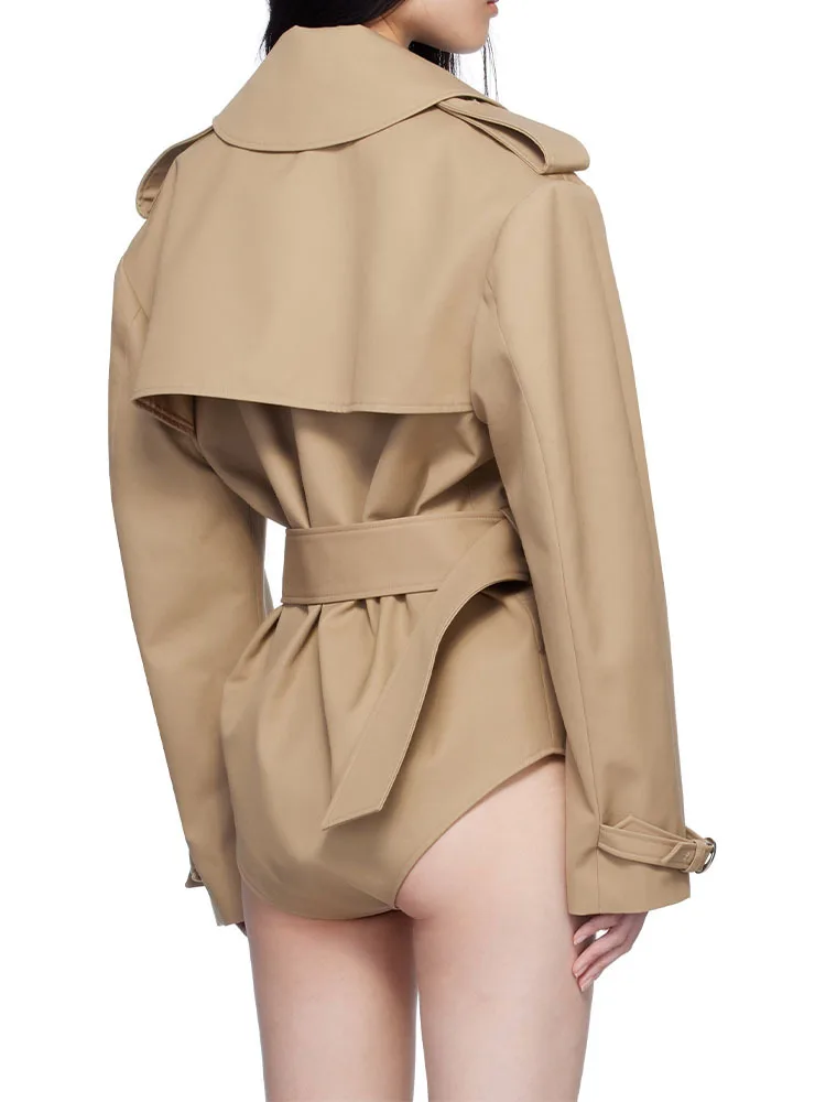 2025 Women's Winter Jacket Bodysuit Belt High-Waisted Coat y2k Clothes New Fashion High-Quality Versatile Outerwear bra