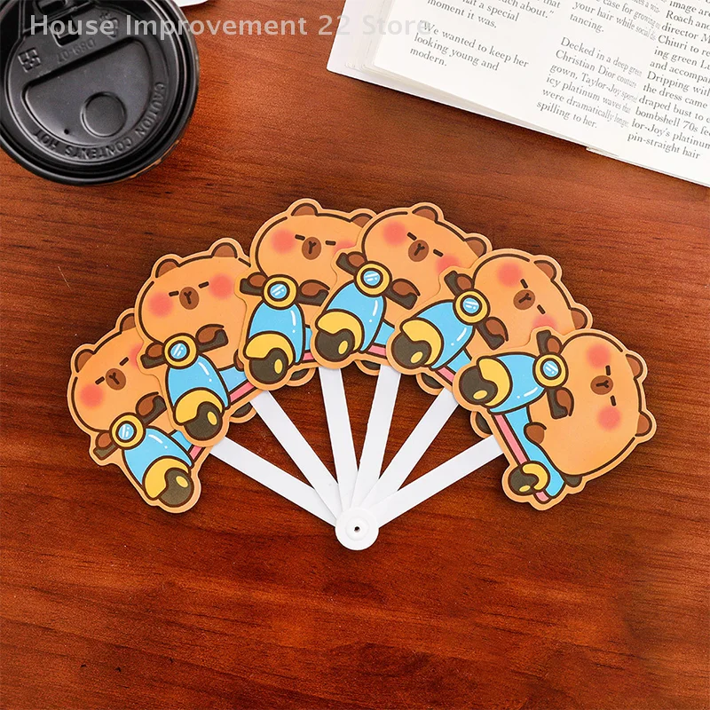 4 pezzi simpatico cartone animato capibara ventilatore pieghevole estivo mini ventola di raffreddamento portatile studenti ventilatore portatile kawaii bambini fan regali