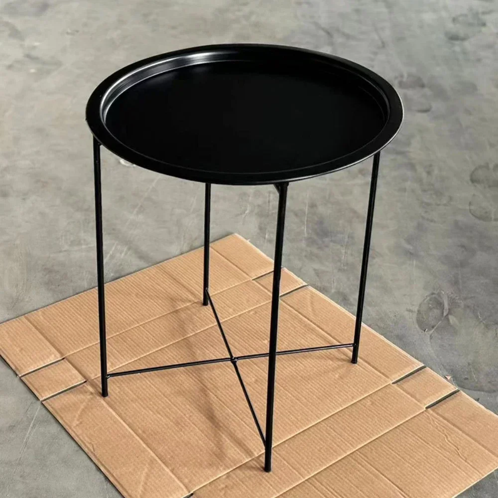 Round Side End Table Living Room Store Items Tray Modern Simplicity Nordic Style Thin Leg Smooth Iron Art Folding Sofa End Table