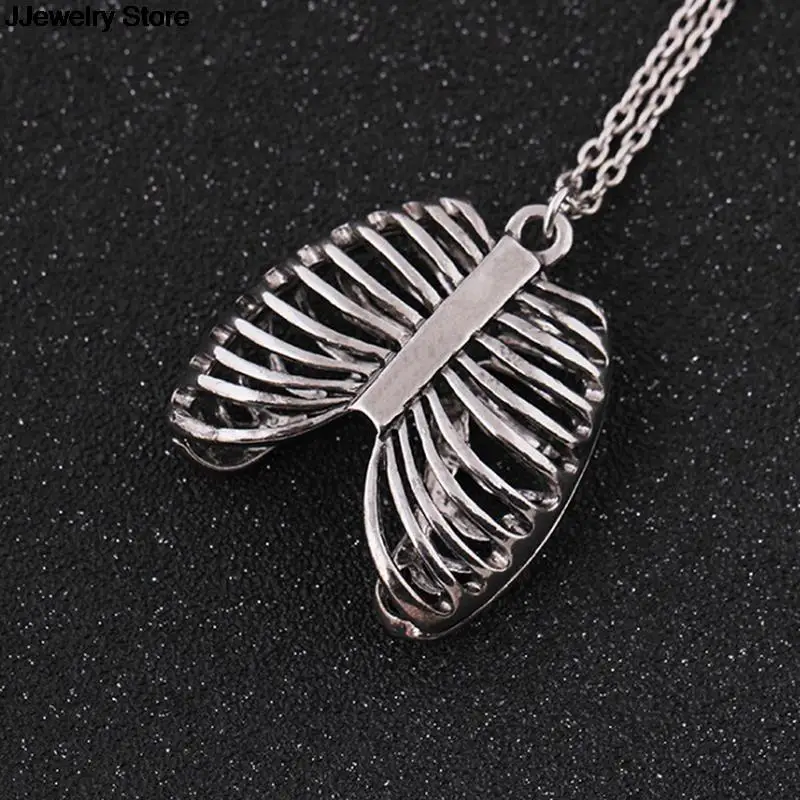 1pc Skeleton Pendant Necklace Anatomy Anatomical Human Rib Cage Body Chest Necklace Fashion Vintage Biology Jewelry Men