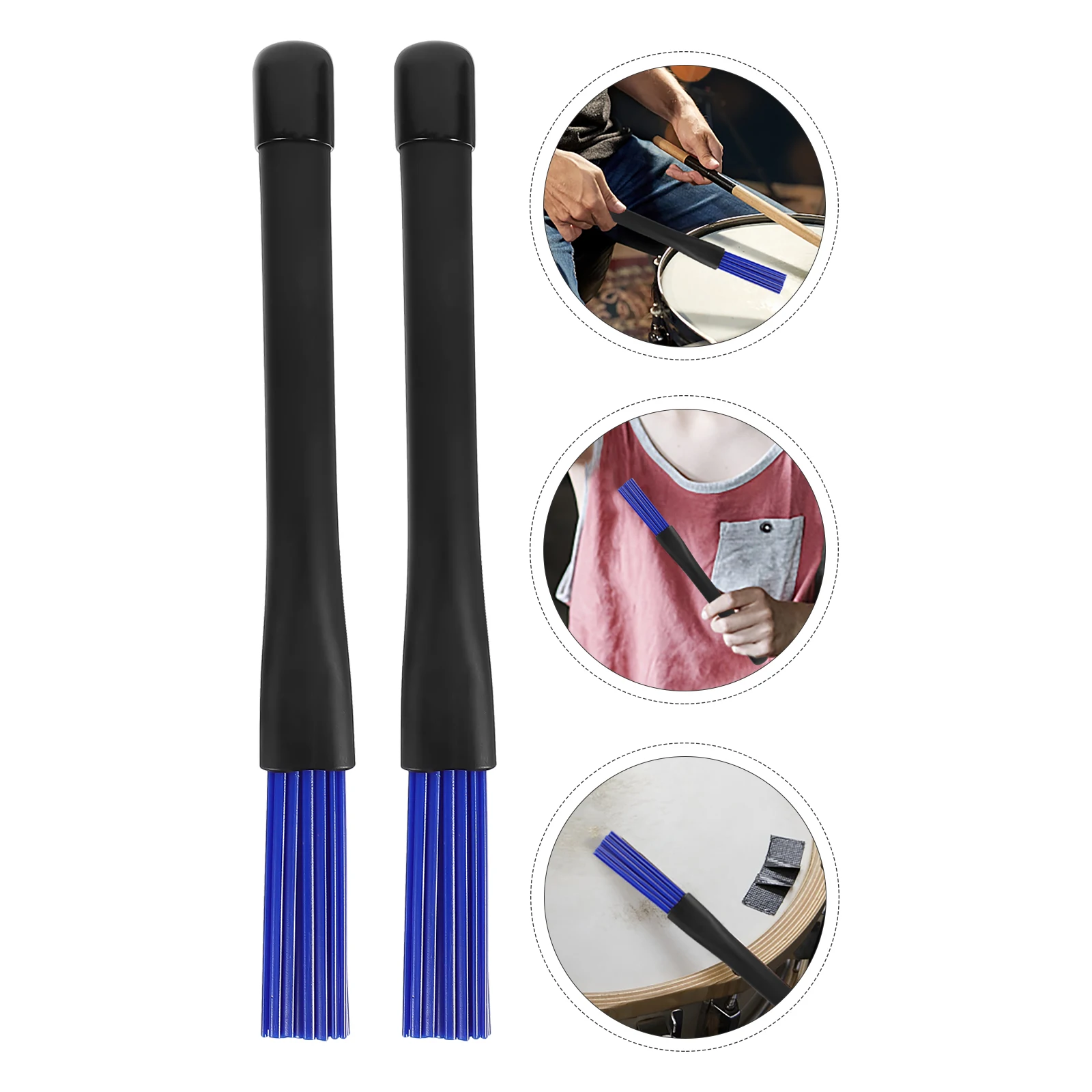 

2 pcs Retractable Drum Brush Plastic Drumsticks Soft Handle For Jazz Drum Beginners Accessories Blue Durable Wear-Resistant Easy
