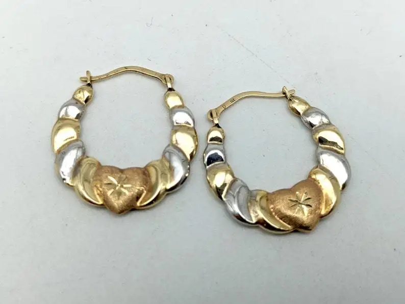 Faionable مزدوجة اللون على شكل قلب هندسية كبيرة الأقراط وصول جديد من سبائك HeCheng جزءا لا يتجزأ من المجوهرات جوهرة اصطناعية