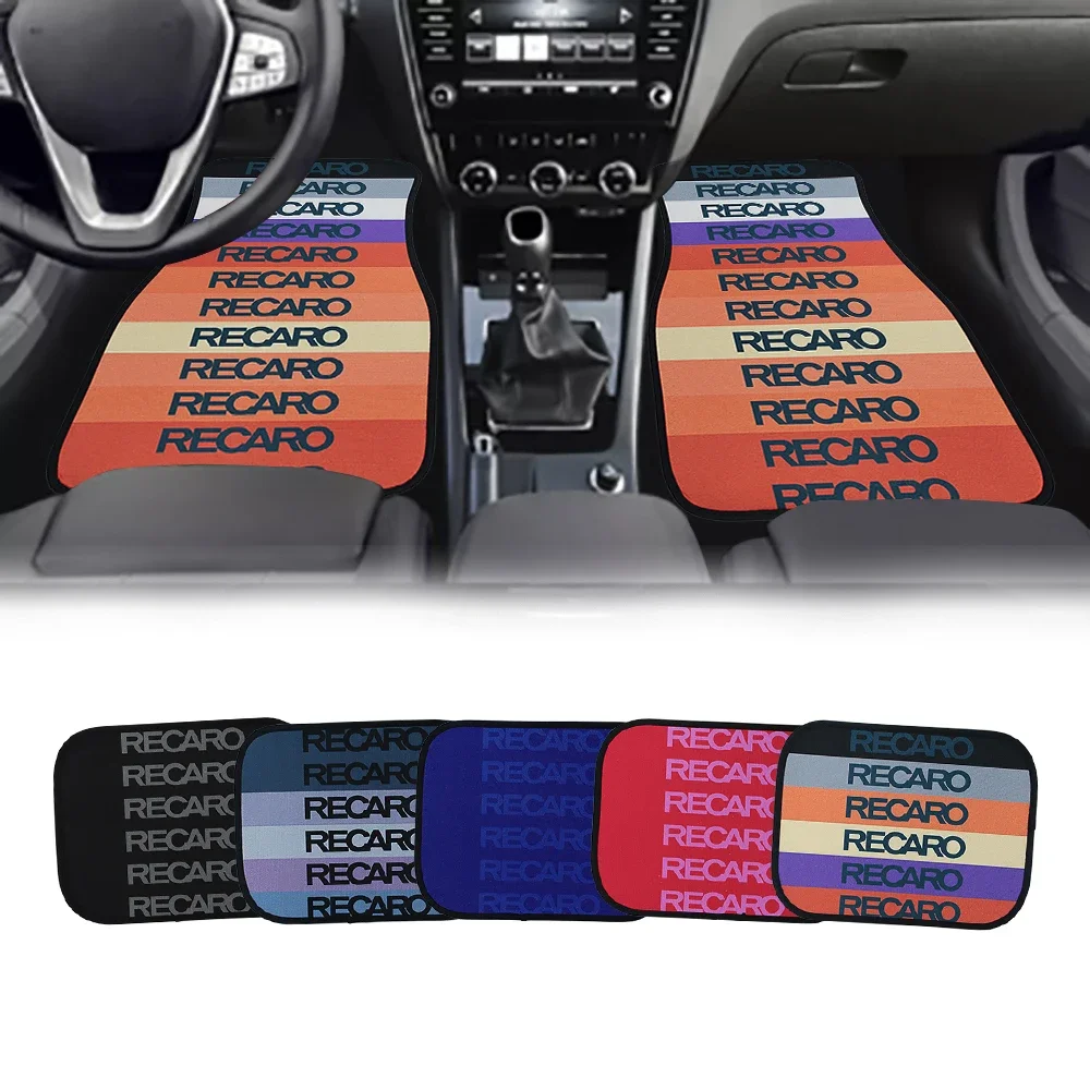 

4Pcs Racing Sport Car RECARO Fabric Floor Mats Protector JDM Style Universal Waterproof Non-Slip Auto Interior Decor Carpets