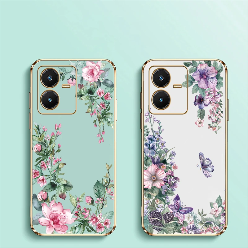 Custodia morbida in silicone moda per Vivo S18 S12 S10E S1 Pro S17 Pro S16E S15E Custodia protettiva antiurto fiore farfalla
