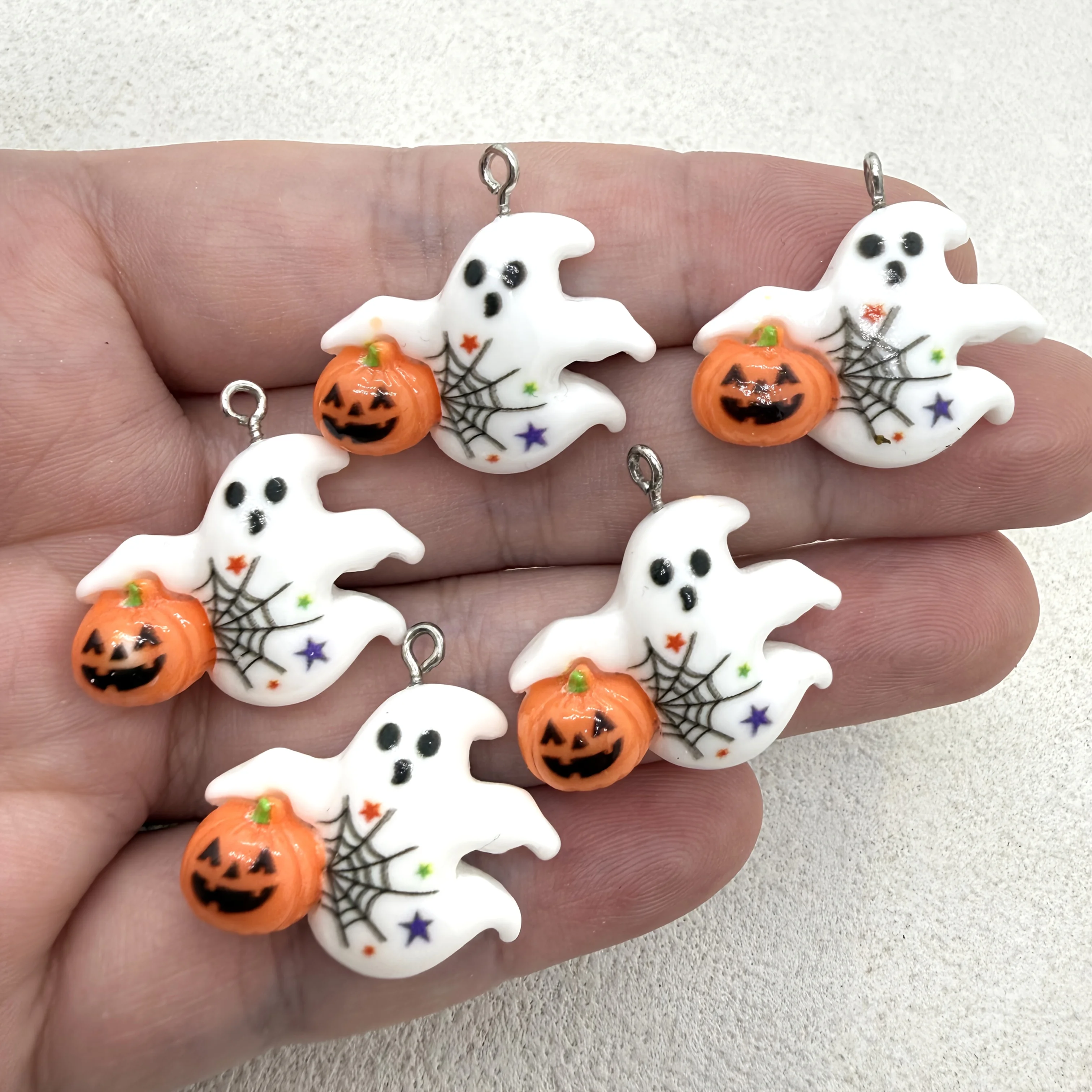 10PC Resin White Ghost Pumpkin - Jewelry Making Event 评论和价格