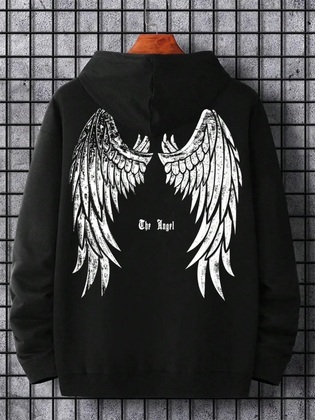 Angel\'s Wings Printing Men Hoody O-Neck All Match Loose Sweatshirt Fashion Fleece Basic Daily Comfortable Hoodie Autumn Clothes