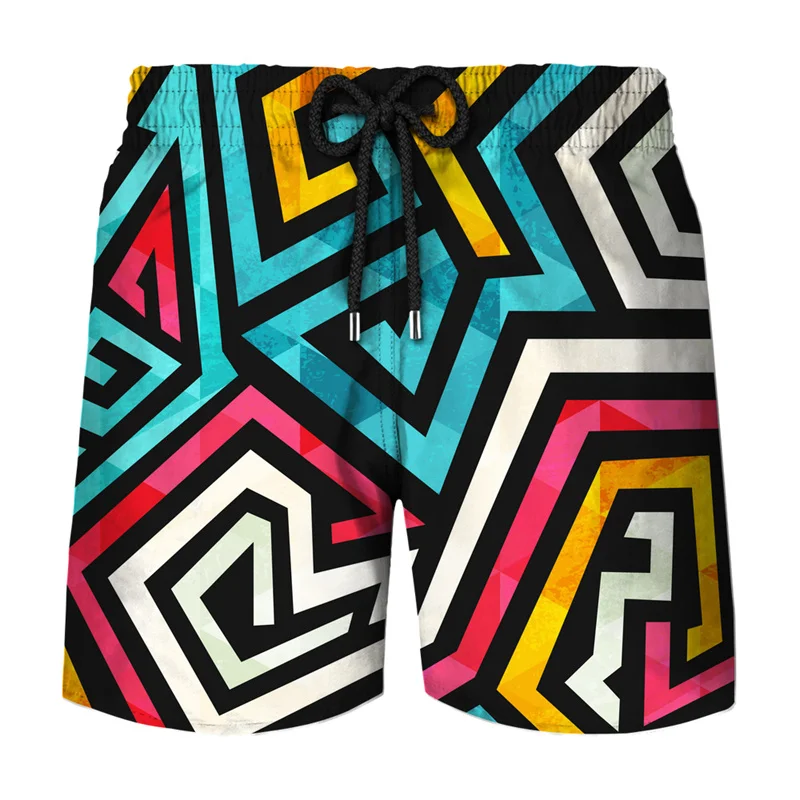 New Abstract Graffiti Hawaii Beach Shorts Pants Men Y2k 3D Printed Bermuda Surfing Board Shorts 2023 Swimsuit Summer Swim Trunks