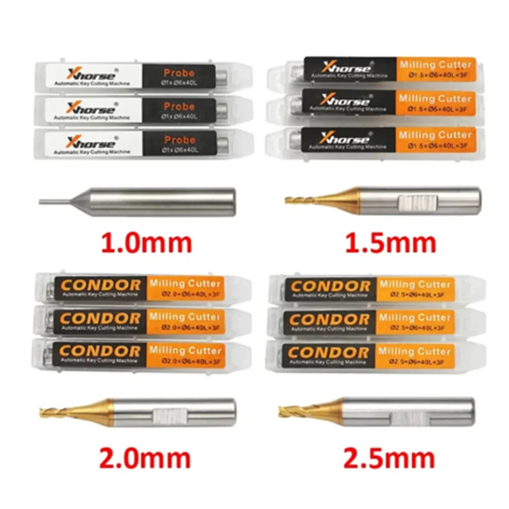 Milling Cutter Probe for Xhorse CONDOR XC MINI Plus Dolphin XP-005 Dolphin XP-007 Key Cutting Machine 1.0mm 1.5mm 2.0mm 2.5mm
