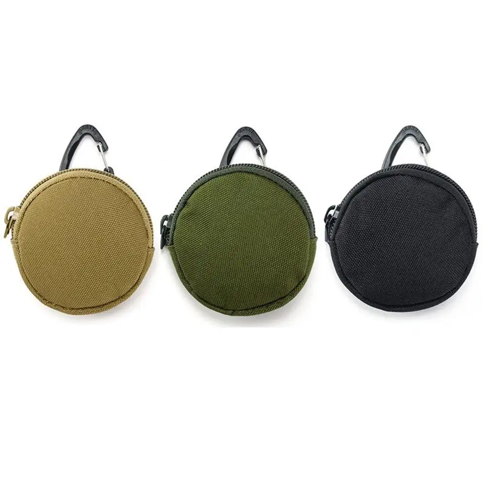 Monedero redondo de camuflaje táctico, Mini BOLSA PARA llaves, llavero, bolsillo con cremallera para hombre y mujer, para almacenamiento de llaves al aire libre