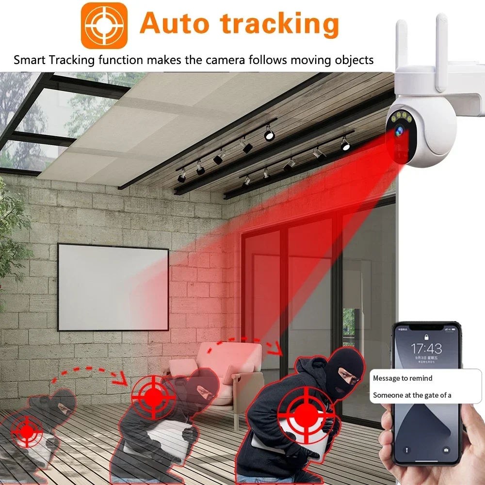 Caméra de surveillance extérieure PTZ IP WiFi 5MP, panneau à faible consommation d'énergie solaire, batterie intégrée, détection humaine PIR, IP66