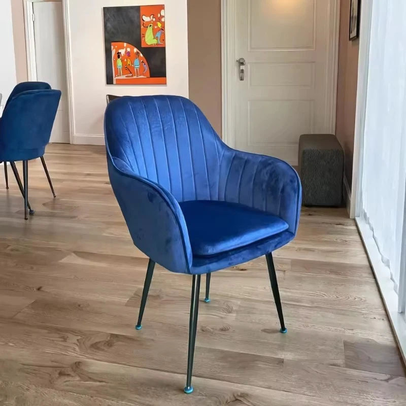 Armchairs Modern Dining Room Velvet Side Chairs Beige Home Living Room Cushions Metal Legs
